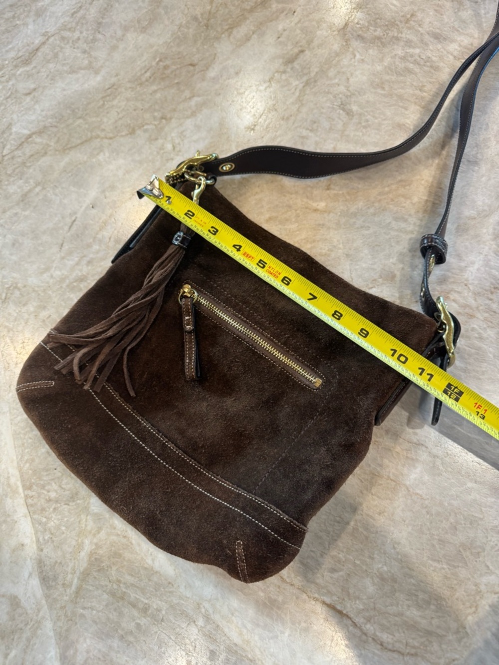 Vintage Coach Brown Suede Crossbody Bag with Tassel - Picture 7 of 9